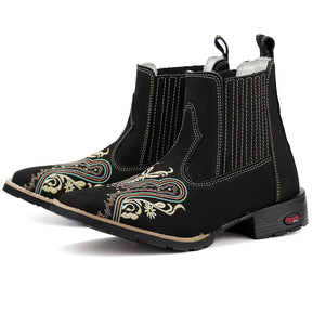 Botina Bota Texana Feminina 100%couro Promoçao Bico Quadrado